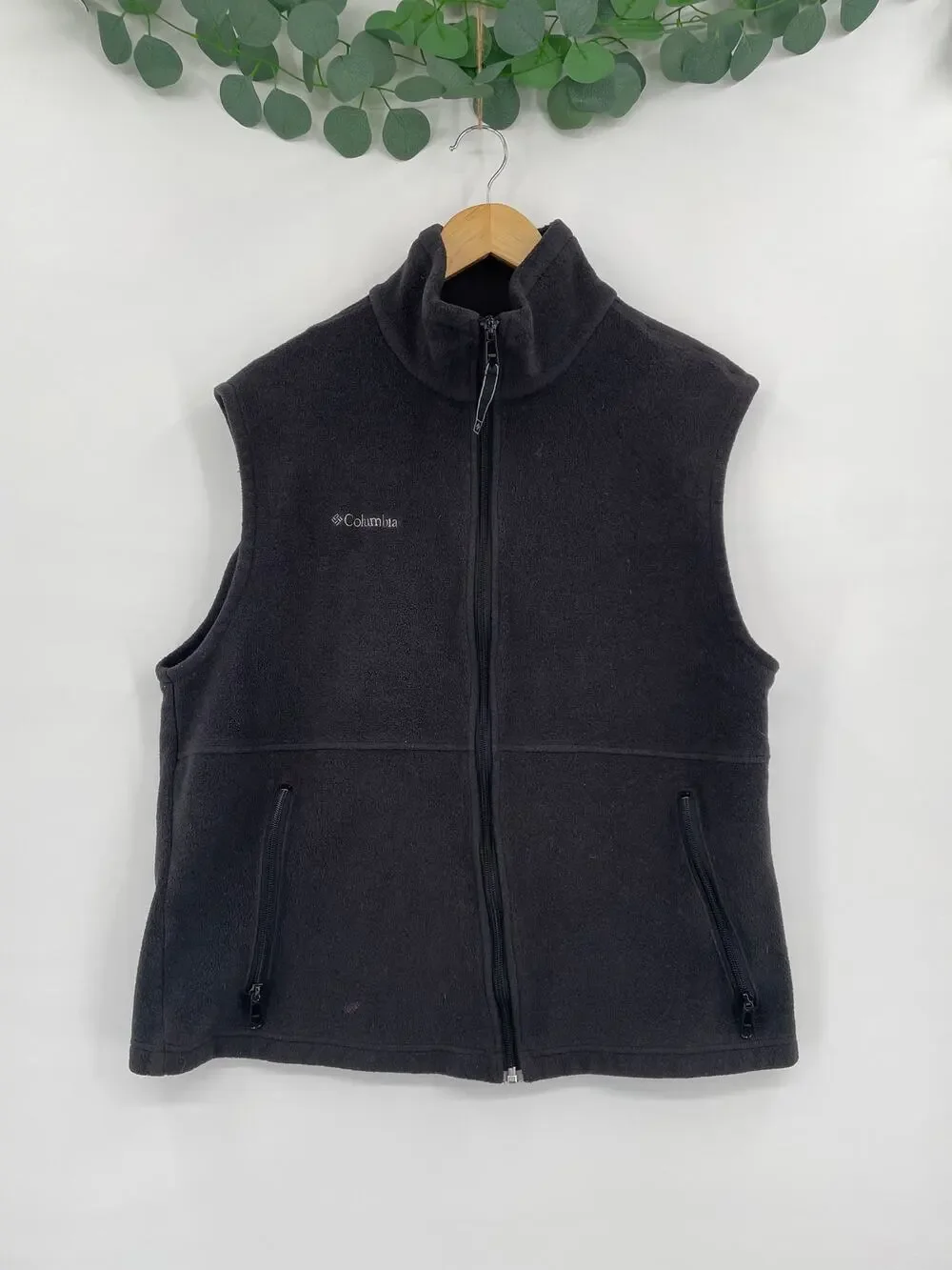 Columbia Mens Charcoal Black Zipper Fleece Vest  Large